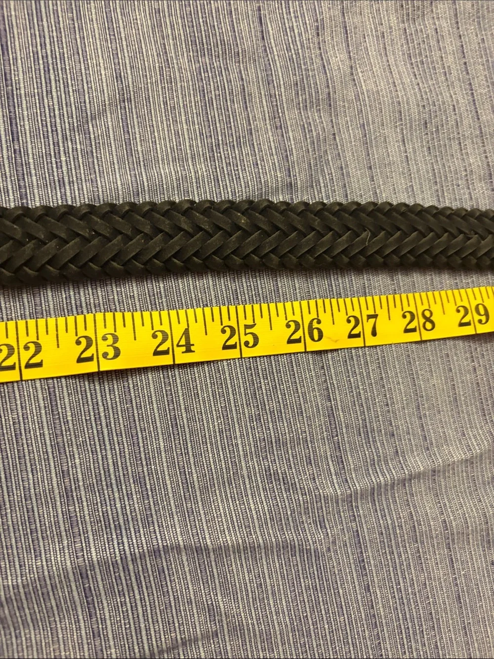 Vintage Braided Black Leather Belt with Brass Buckle - women’s